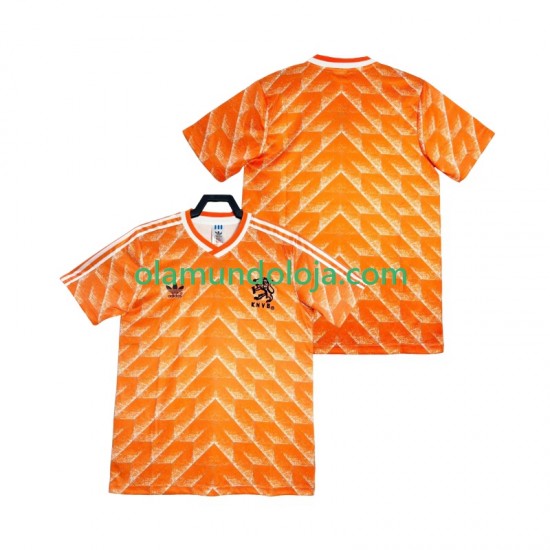 Camisola Países Baixos 1988 Retro Homem Equipamento Primeiro Manga Curta